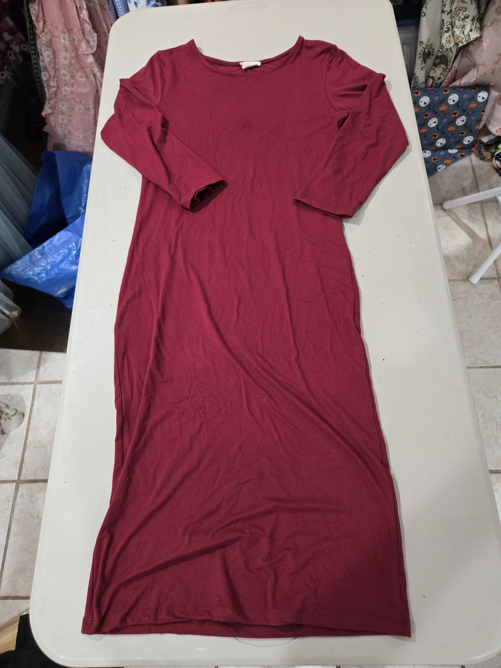 Yelete Burgundy Long Sleeve Midi Dress